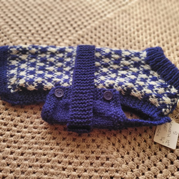 Blue and cream dog coat 