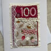 100 birthday card, vintage buttons and lace. Reserved for Elaine