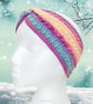 Crochet headband, ear warmer. Pastel rainbow twist ear warmer. Rainbow headband. - Image 1