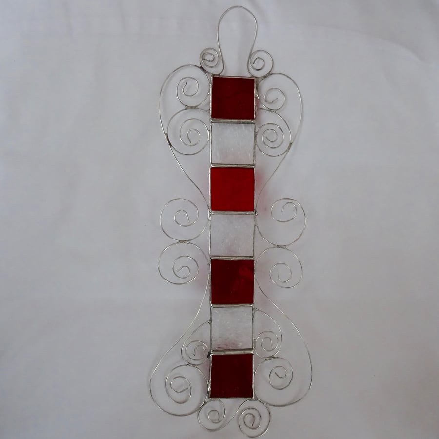 SALE - Stained Glass Strip - Red and Clear