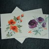 pack of two hand painted floral greetings cards ( ref F 156 )