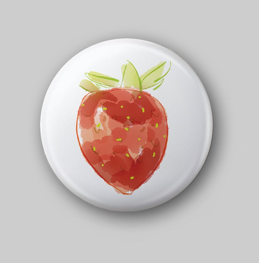 Strawberry Fridge Magnet, 38mm Strawberry Magnet, Small Gifts, Round Button Magn