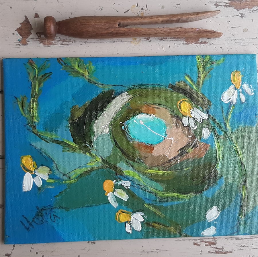 Spring nest painting on canvas
