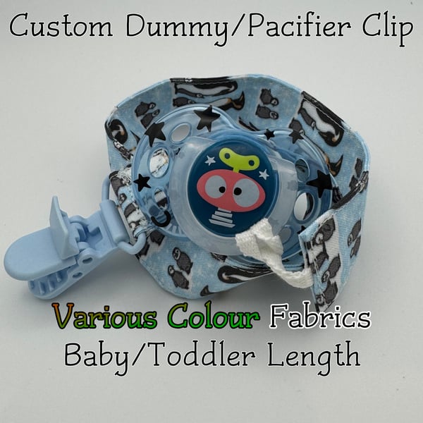 Custom (Various Colours) SHORT LENGTH-BABY-Toddler 100% cotton pacifier clips