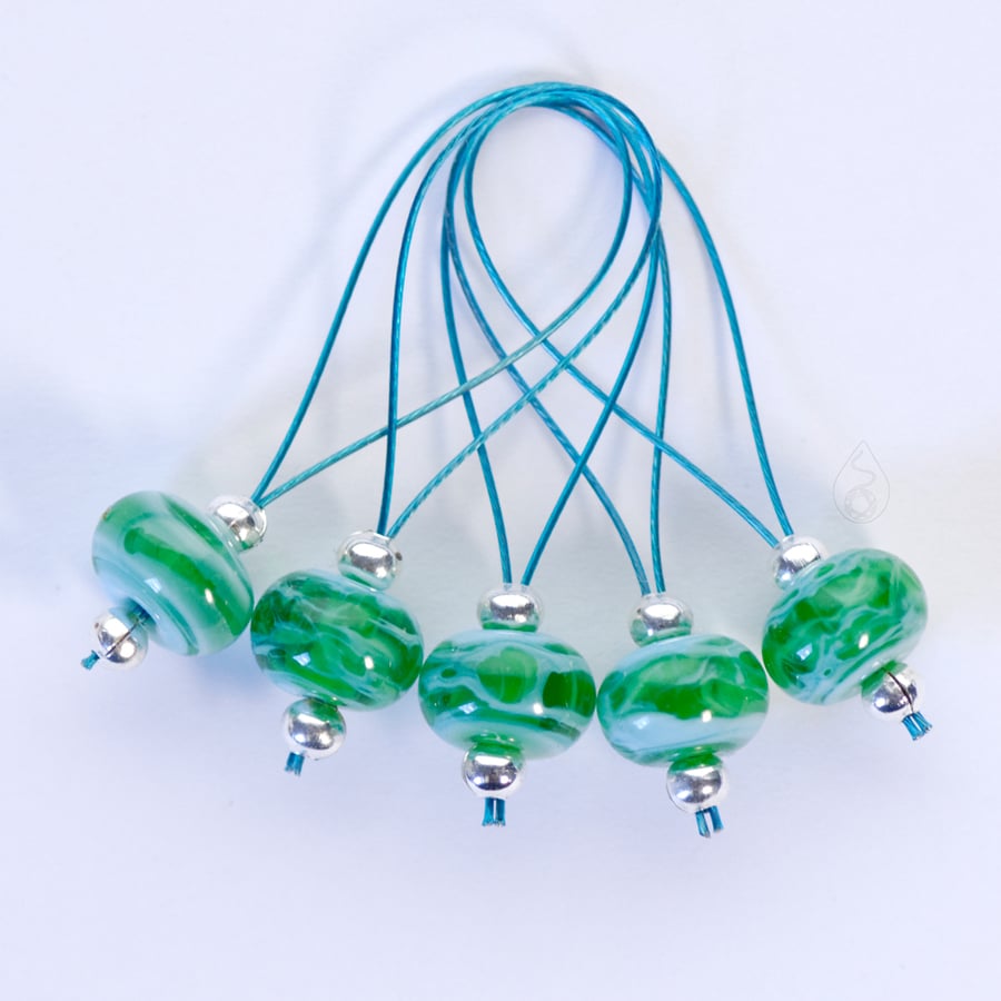 Lampwork Stitch Markers - Tropical Surf