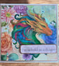 Bold as a Dragon Gentle as a Unicorn Card. 6x6 Inspirational Fantasy Card