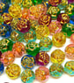 8mm Round Rose Acrylic Beads with Gold Detail, 100pcs Flower Beads for Jewellery