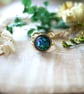 Black Resin and Abalone Shell adjustable Stainless Steel Gold Ring - Image 1