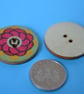 Wooden Mandala Patterned Buttons Red Yellow Aqua Flower 6pk 25mm (M16) - Image 2