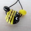 lampwork yellow glass bee bead