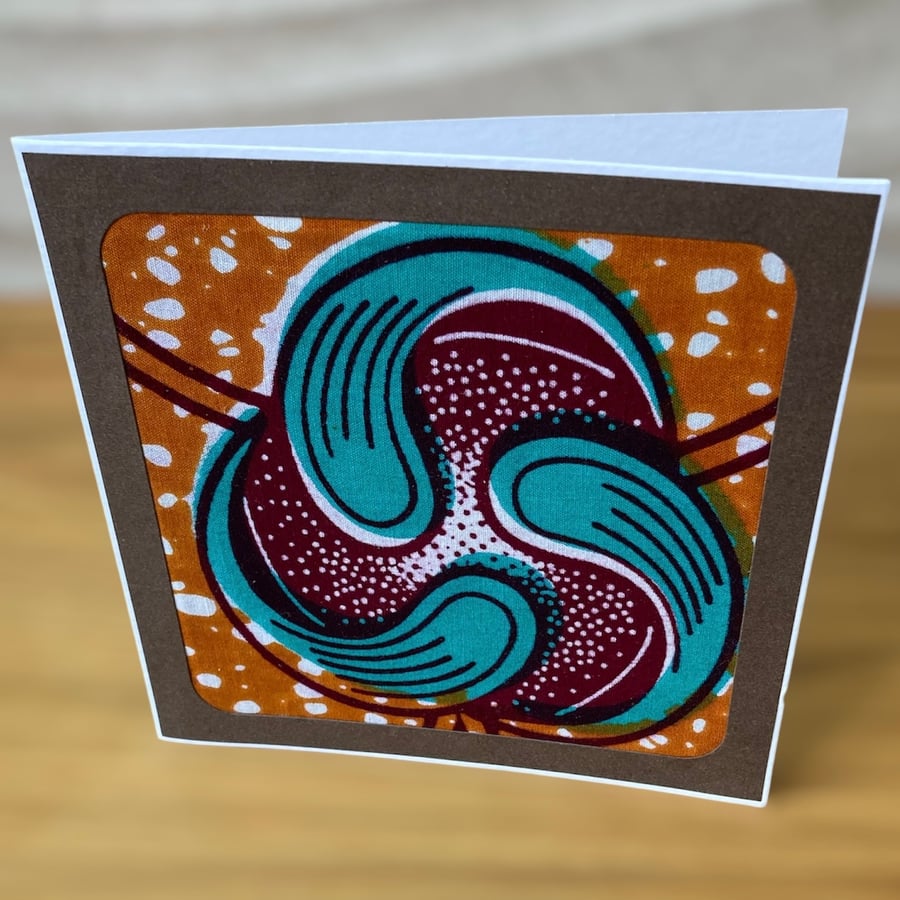Blank greetings card. African Fabric Greetings Card.