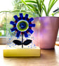 Red and Blue Glass Flower Suncatcher