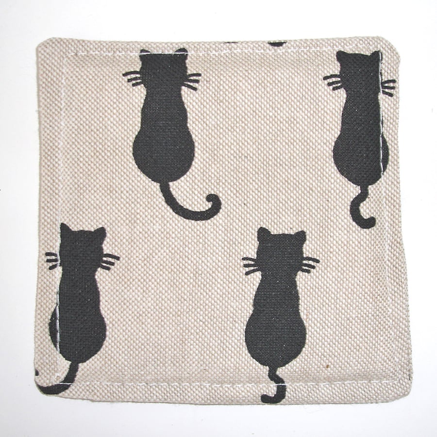 Cat Coasters Pair of Black Cats Mug Rugs