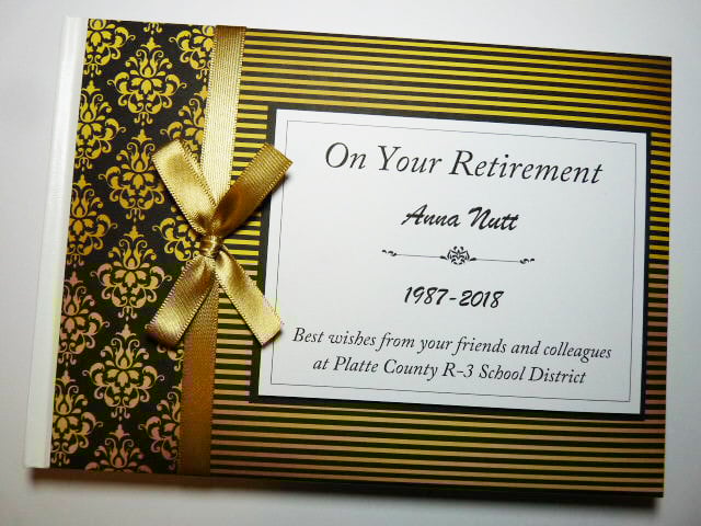 Black and gold Retirement Guest book, retirement keepsake, gift