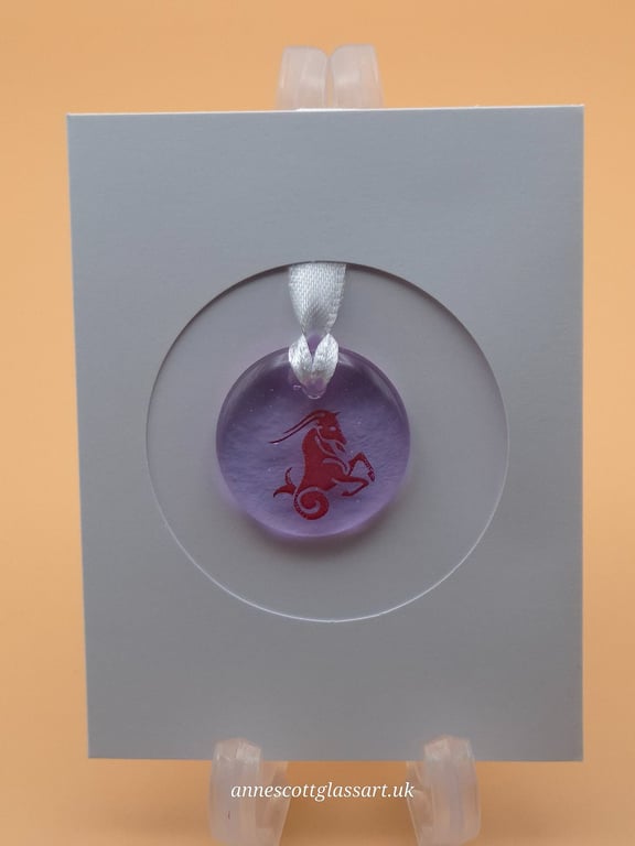 Capricorn Fused Glass Card