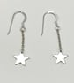 Silver Star Drop Earrings - Image 2