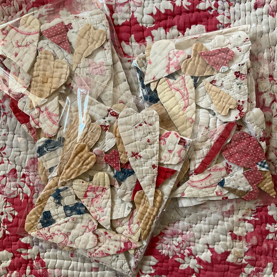Vintage quilt hearts pack