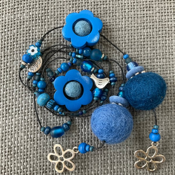 “Into the Blue” lariat necklace