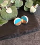 Ceramic button earrings - Turquoise - Image 1