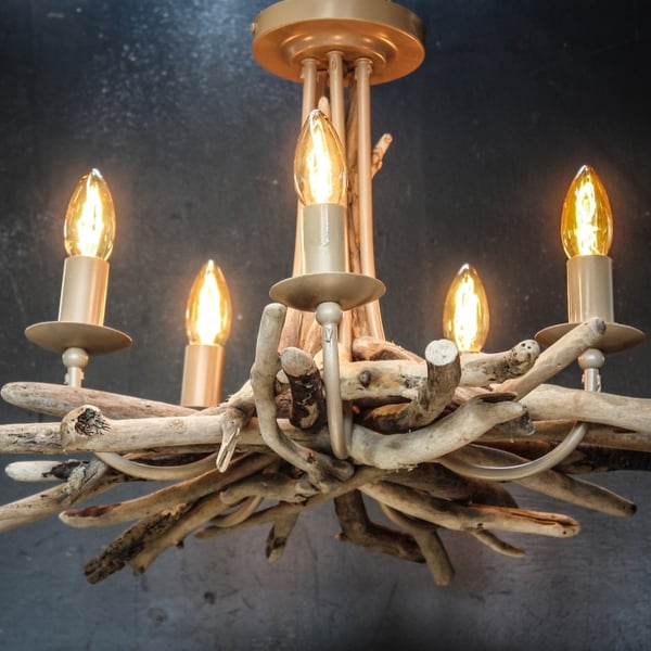 Driftwood Chandelier,Five light driftwood pendant,Drift Wood Light fitting 