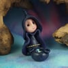 Spring Sale ... Tiny Witch Gnome 'Nevva' with cauldron OOAK Sculpt Ann Galvin