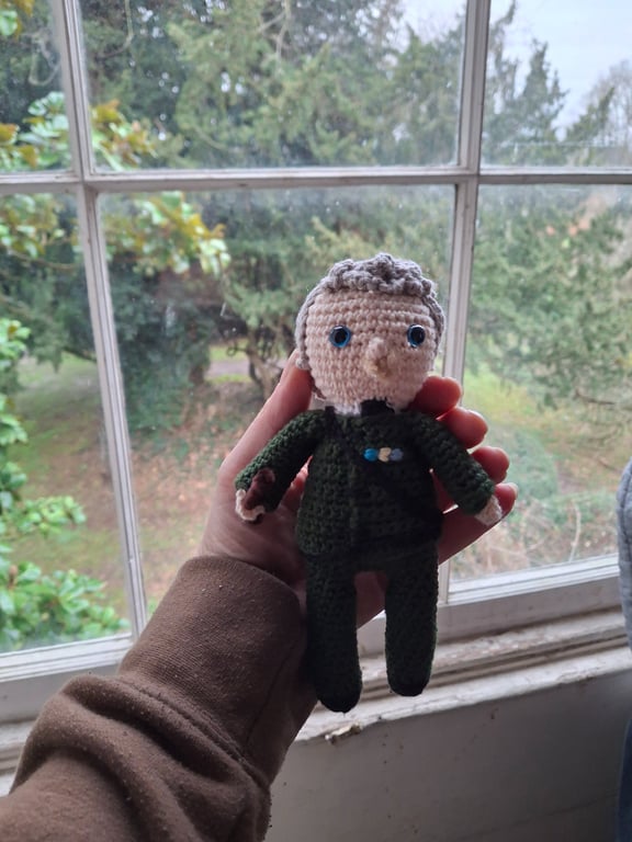Handmade crochet Captain.  BBC Ghosts.
