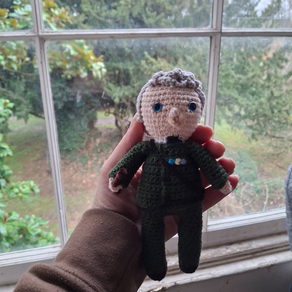 Handmade crochet Captain.  BBC Ghosts.
