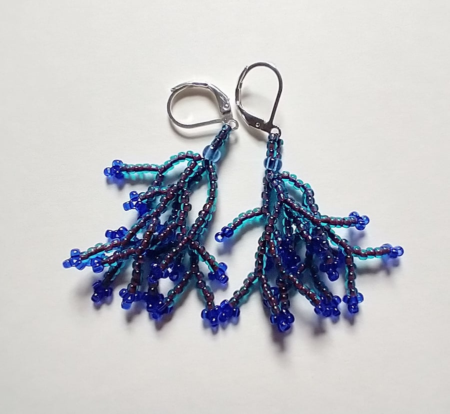 Teal Beaded earrings 