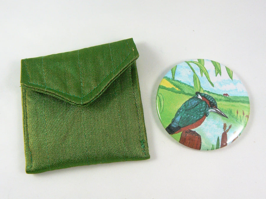  Handbag mirror with pouch (kingfisher)