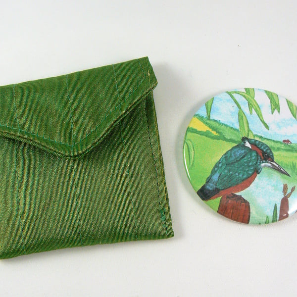  Handbag mirror with pouch (kingfisher)