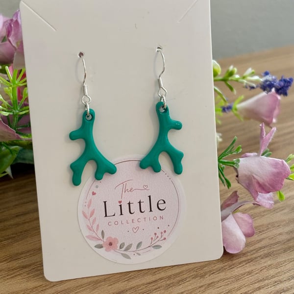 Sea Coral Dangle Earrings, Turquoise Coral Charms, Handmade Jewellery 