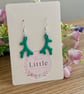 Handmade Sea Coral Dangle Earrings, Turquoise Coral Charms, Silver Plated Hooks