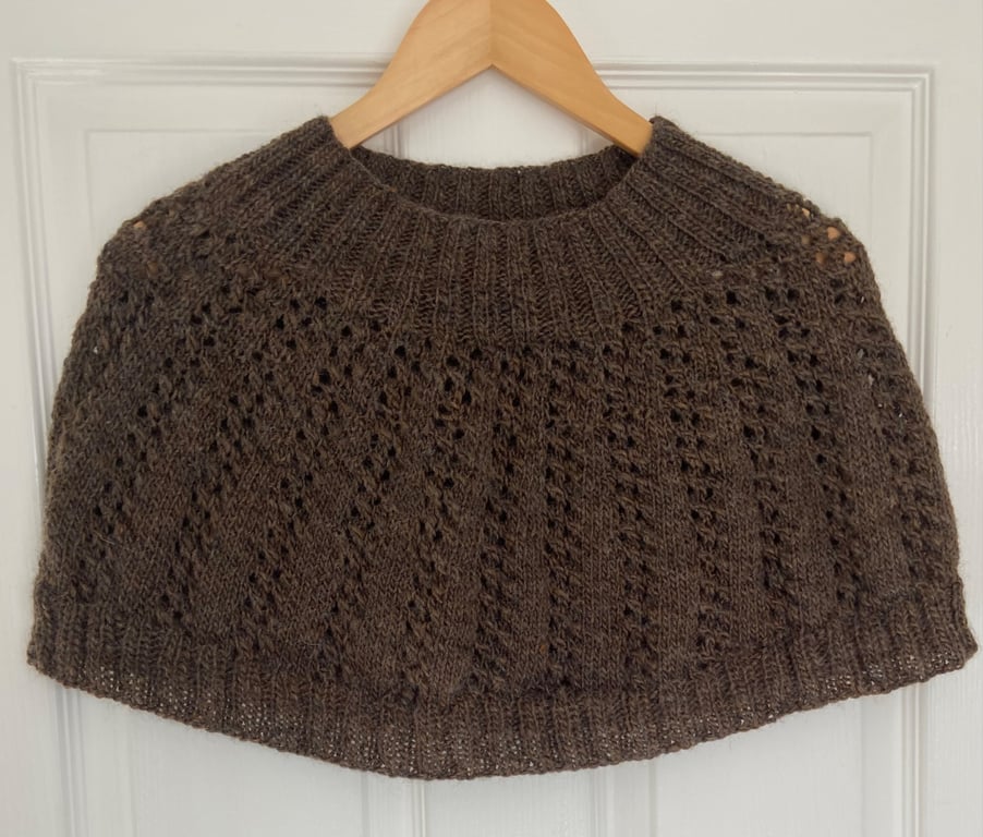 Hand knitted capelet - Chocolate Brown