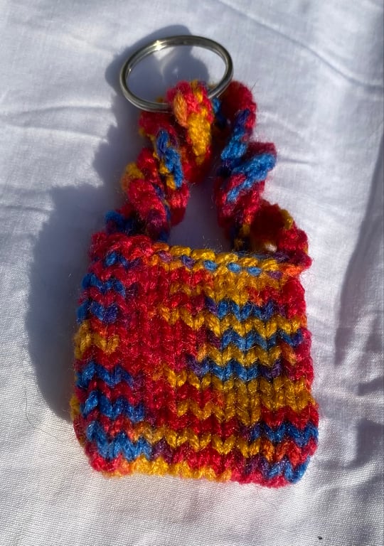 Twisty Little Bag, Knitted Keyring 