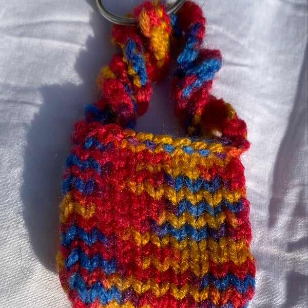Twisty Little Bag, Knitted Keyring 
