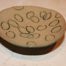 Handmade ceramic small footed stoneware pistachio textured green bowl