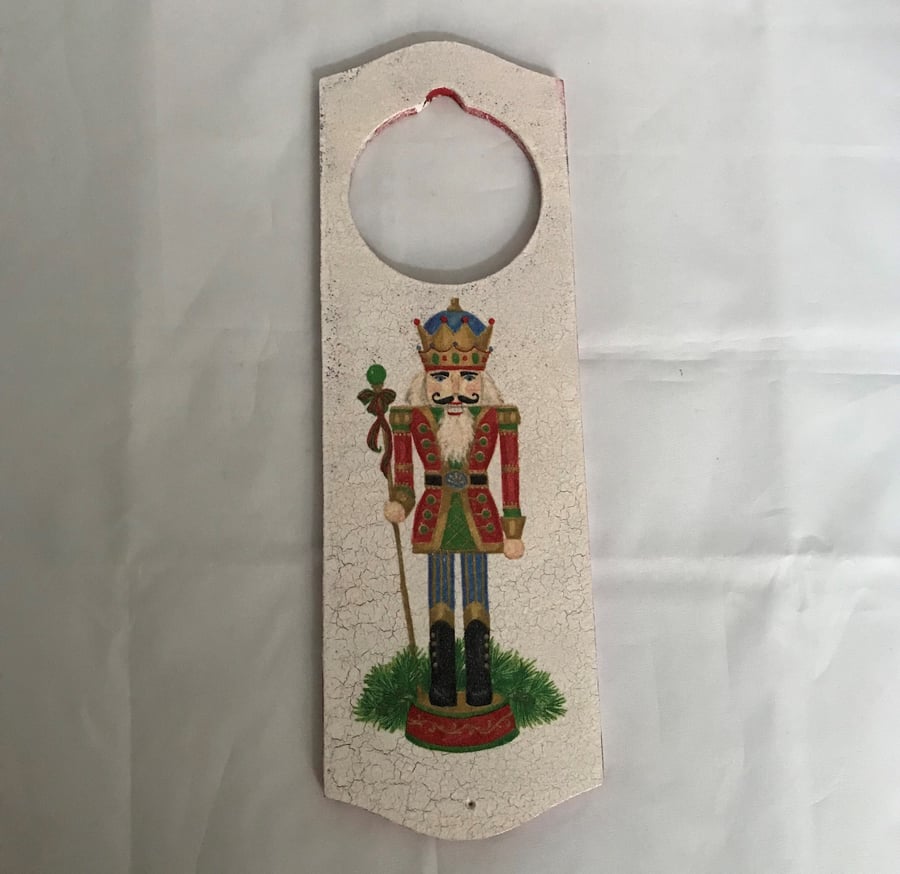 Nutcrackers Wooden Door Hanger Christmas Decoration Red Red-White Edge