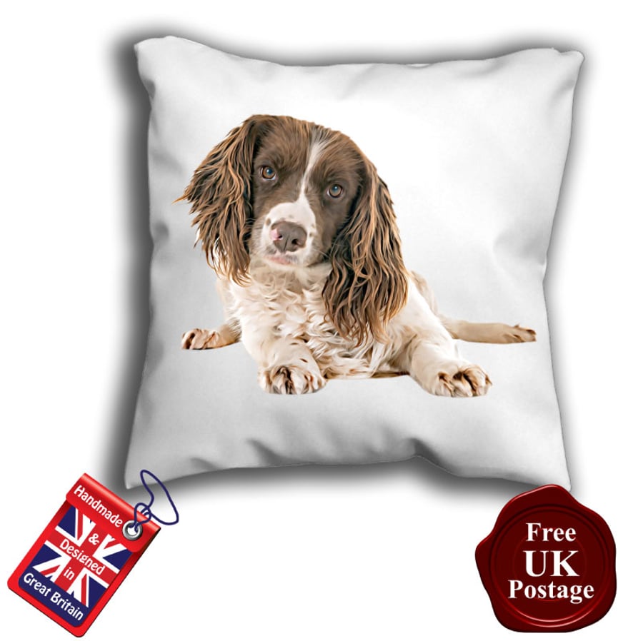 English Springer Spaniel, Springer Cover, Brown and White Spaniel Cushion Cover,