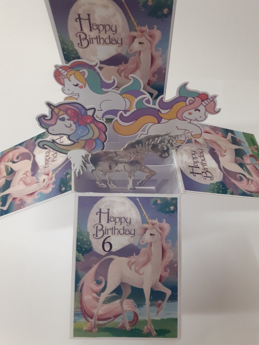Girls Unicorn 6th Birthday Card
