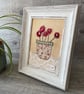 Stitched Flowers in a Pot Framed Textile Art  - Image 2