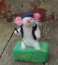 Golfing mouse    - needlefelt wool textile art.  