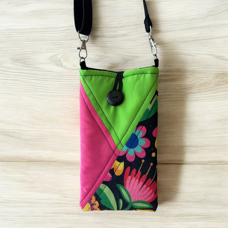 Patchwork cross body mobile bag