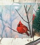 Christmas cards with Northern cardinal, Red cardinal snowstorm, Christmas ca