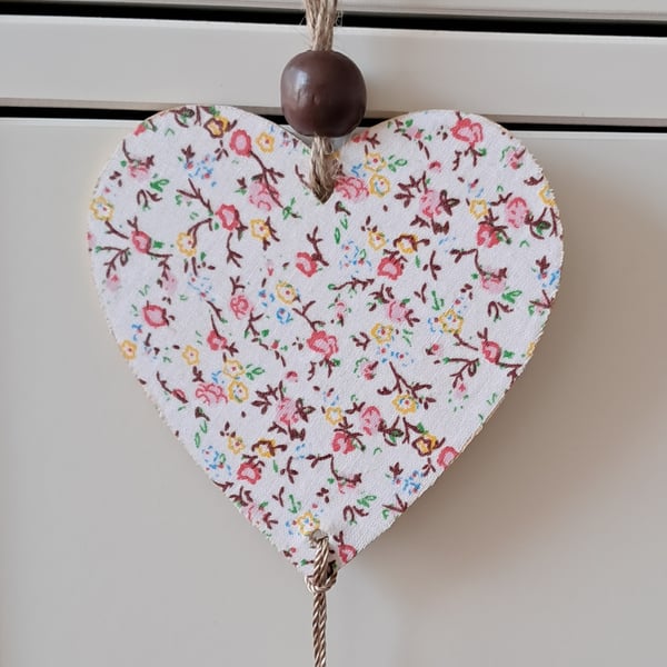 Floral Wooden Hanging Heart