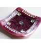 Fused Glass Trinket Dish 9cm Pink Bordered Dichroic 018 - Image 2
