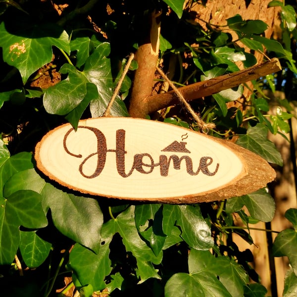 Home pyrography wood sign