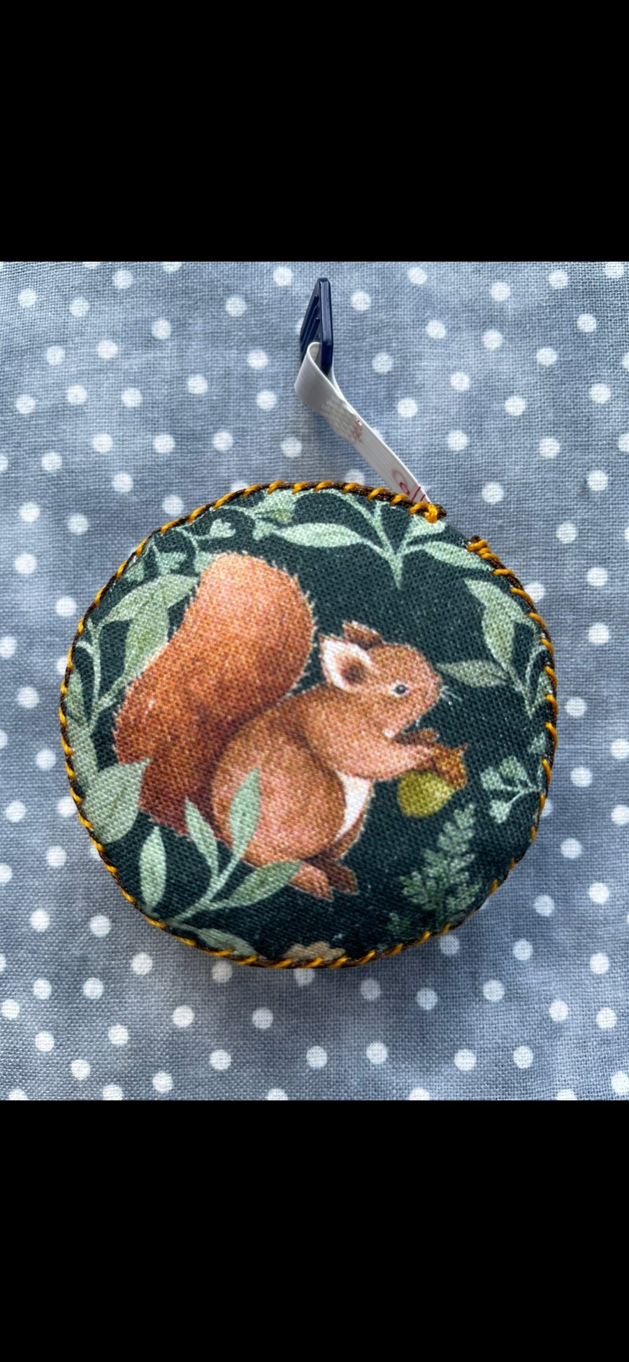Red Squirrel retractable tape measure sewing knitting crafts