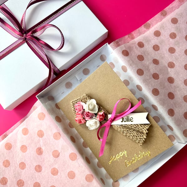 Country rose bouquet birthday card mum keepsake gift flower lover wife 