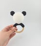 Crochet Panda Teether: Wooden Rattle Ring, Newborn Gift - Image 4