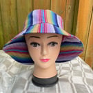 Handmade Striped 100% Cotton Ladies Bucket Hat. 